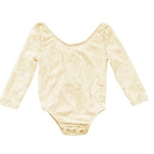 Cream Girls Longsleeve Lace Leotard 3T 4T